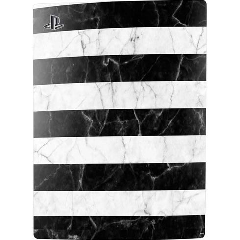 Black and White Striped Marble PS5 Digital Edition Console Skin